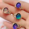 Temperature-sensitive Stone Cross Multi-diamond Micro-inlay Temperature Change Color Ring